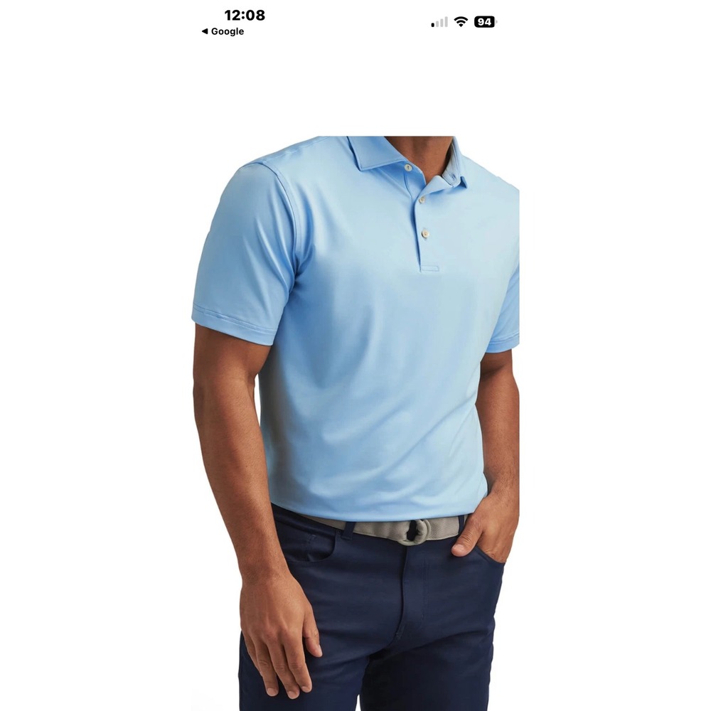 Peter Millar Summer Comfort Light Blue Performance Polo Shirt Mens Large Golf